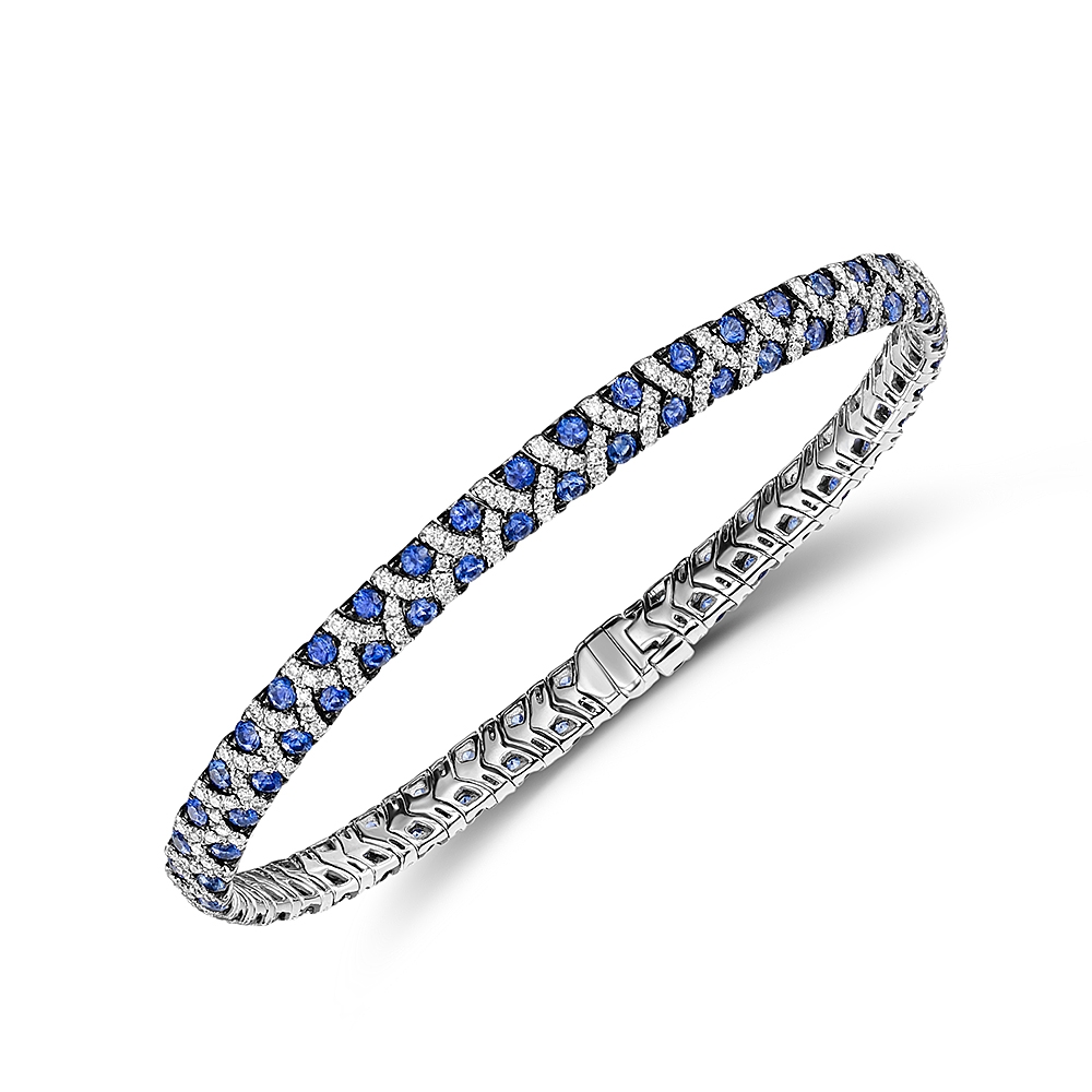 white gold and sapphire line bracelet